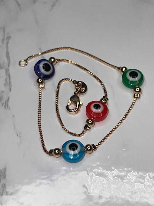 Colorful Beaded Evil Eye Anklet