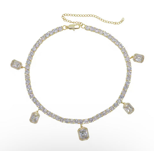 Dangling Diamond Tennis Choker