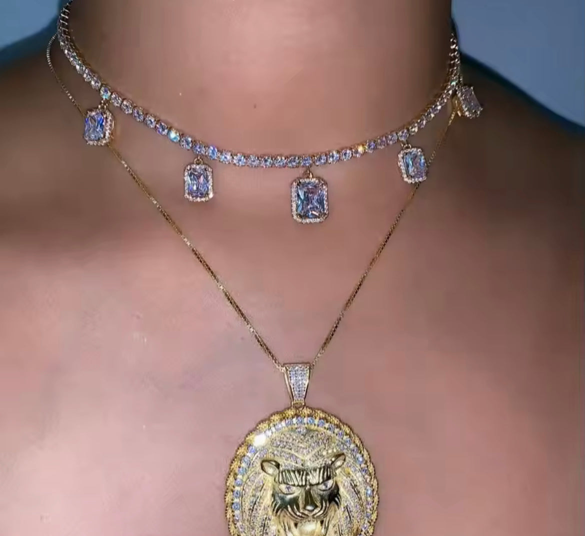 Dangling Diamond Tennis Choker