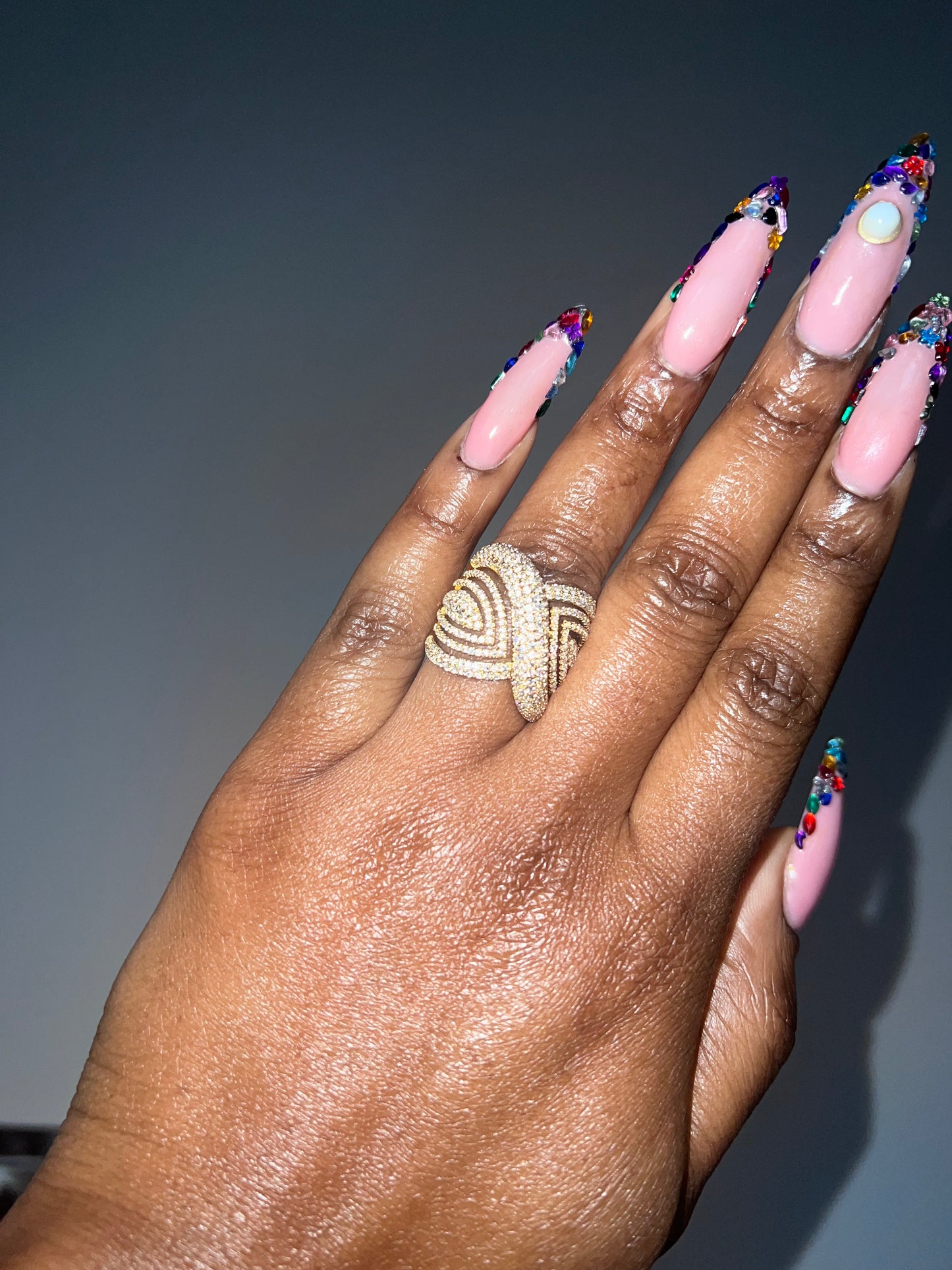 Womens Lux Pave Cocktail Ring