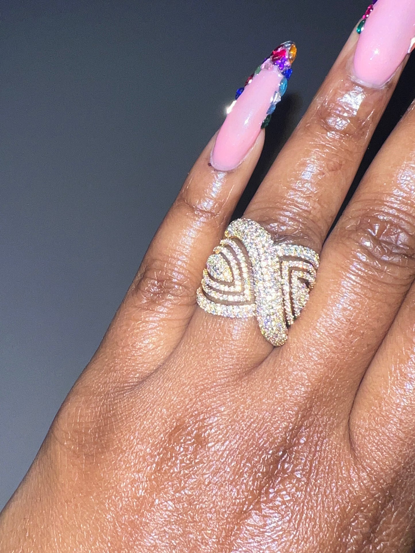 Womens Lux Pave Cocktail Ring