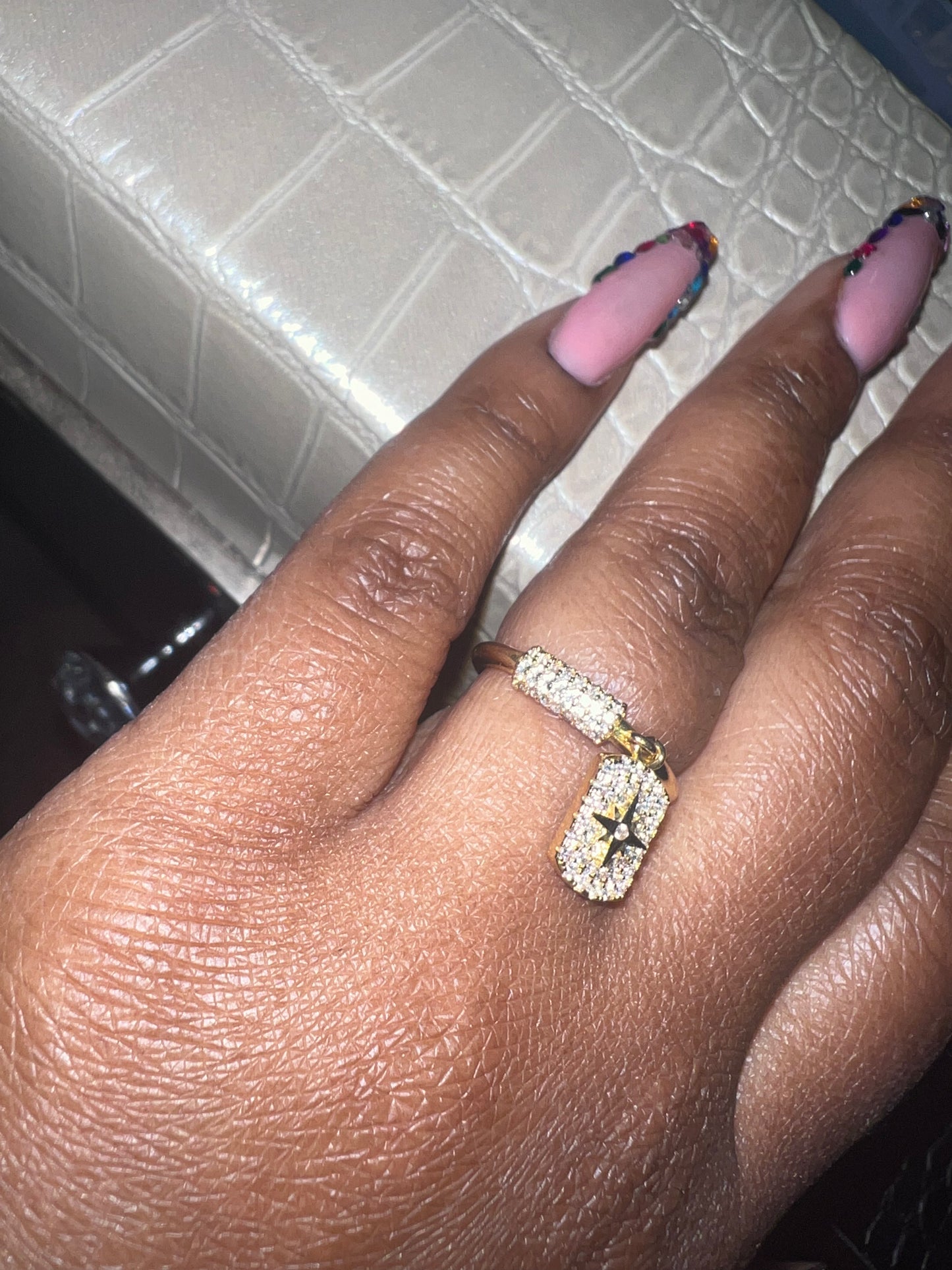 Pave Star Charm Ring