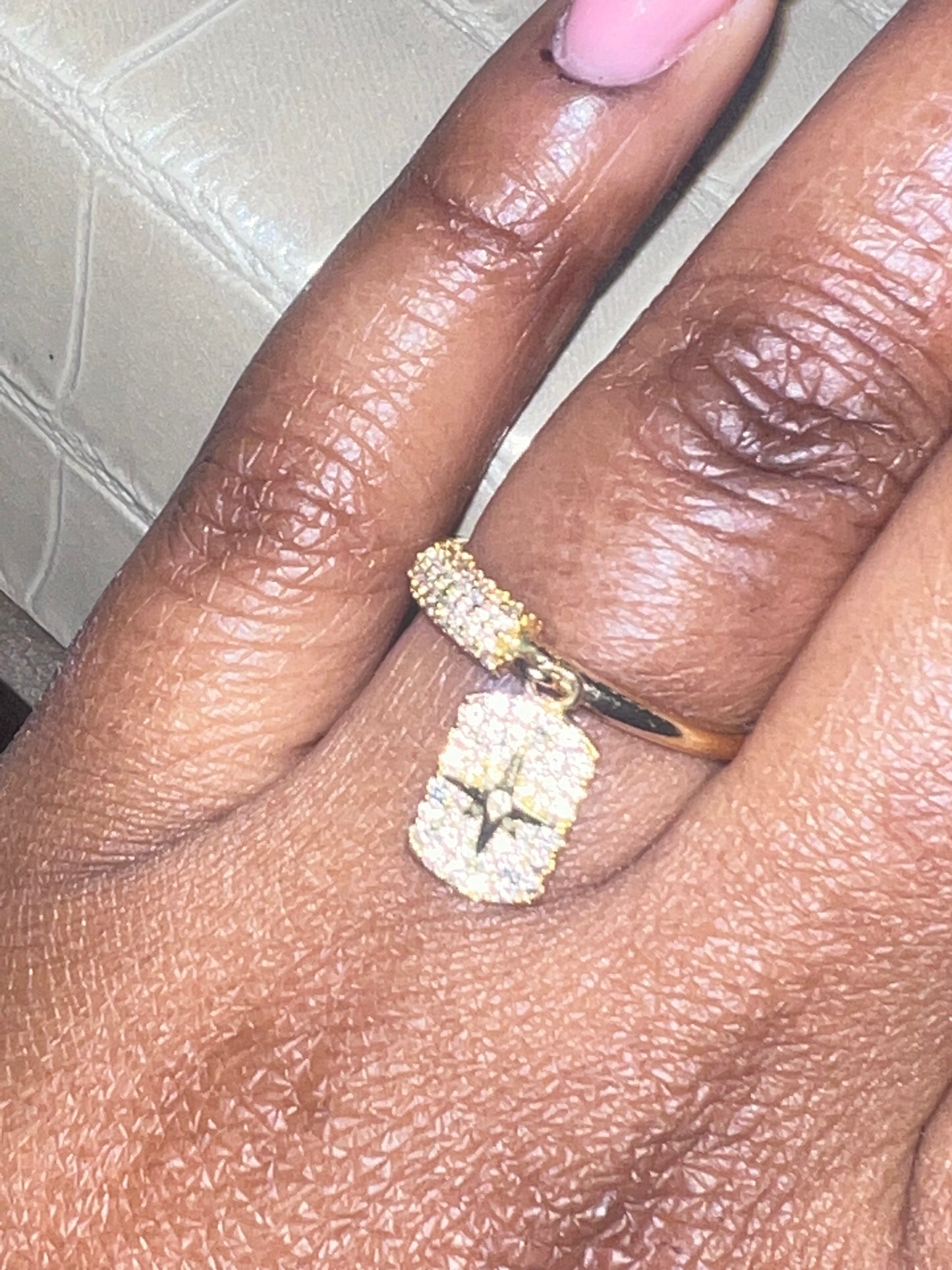 Pave Star Charm Ring
