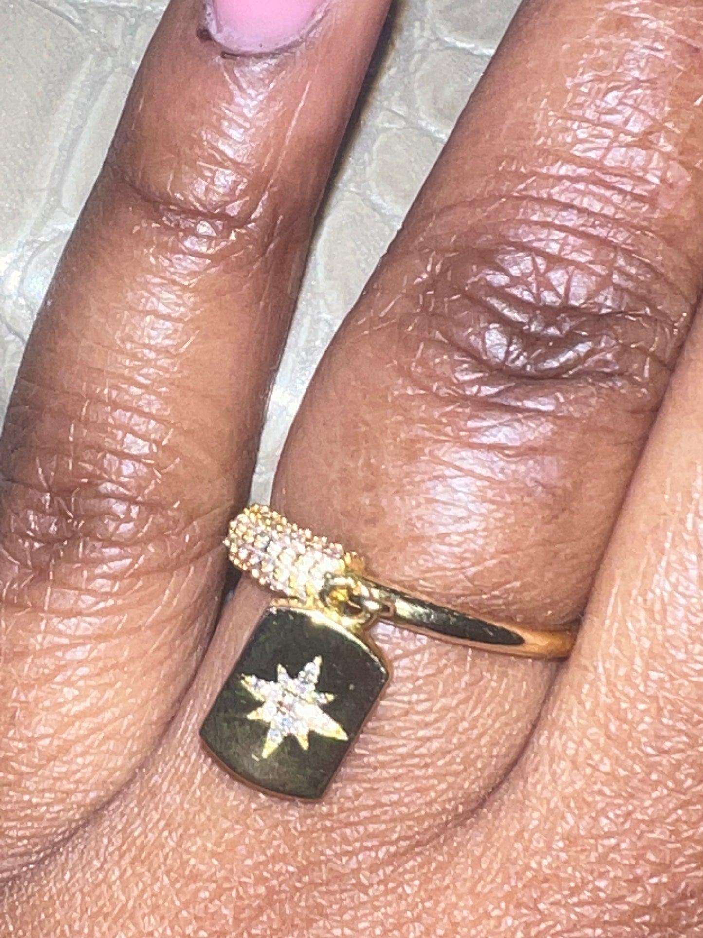 Pave Star Charm Ring