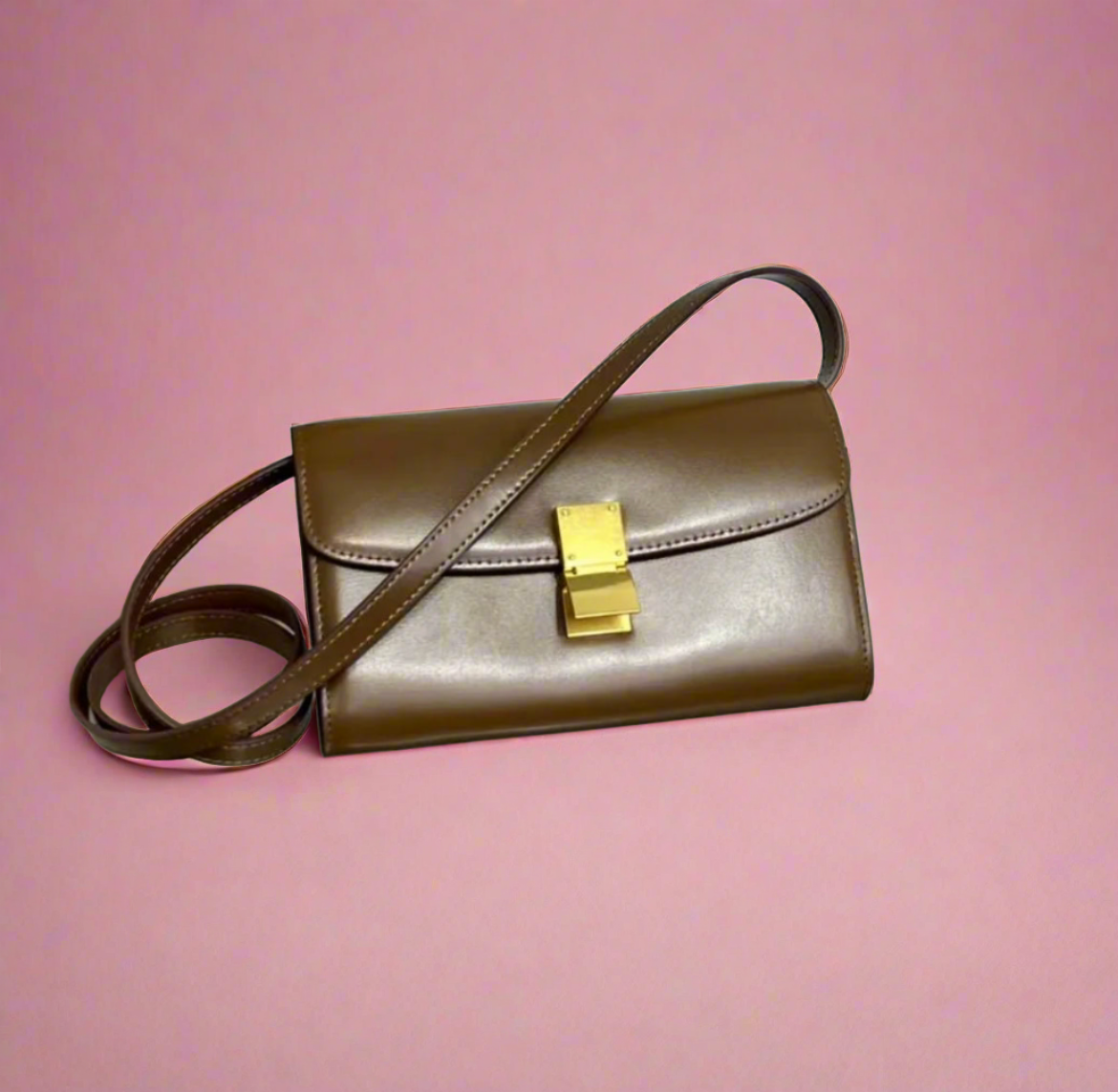 Genuine Leather Crossbody Flap Bag