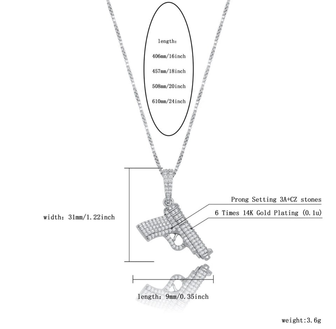 Sterling Silver Gun Necklace