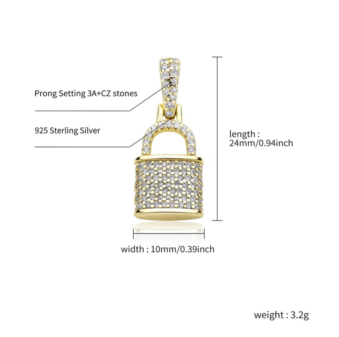 Sterling Silver Pave Lock Necklace