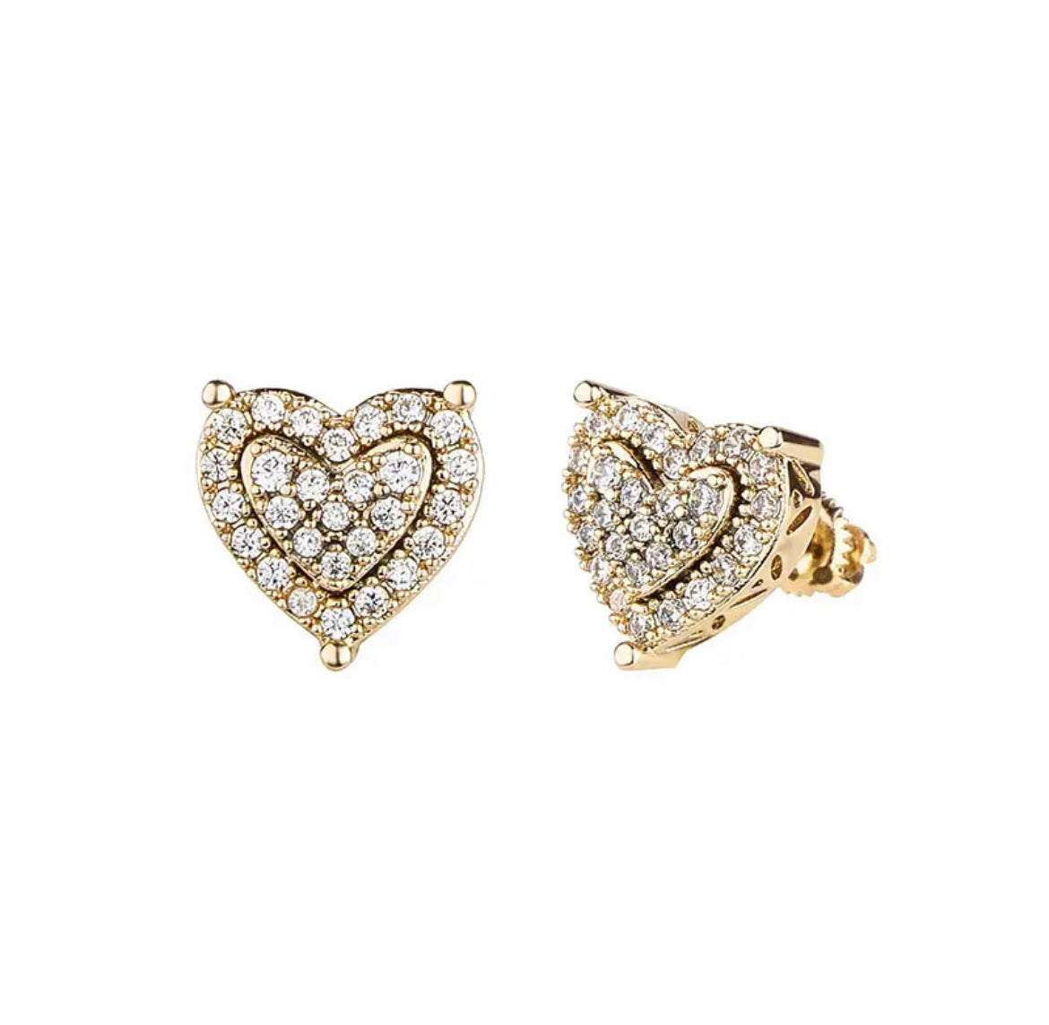 Pave Heart Stud Earring With Crystals
