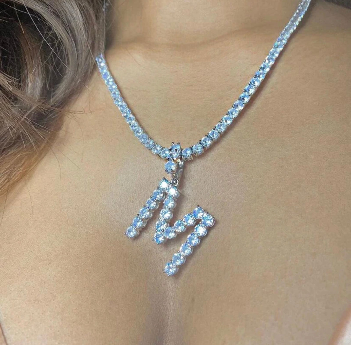 Tennis Necklace with Initial