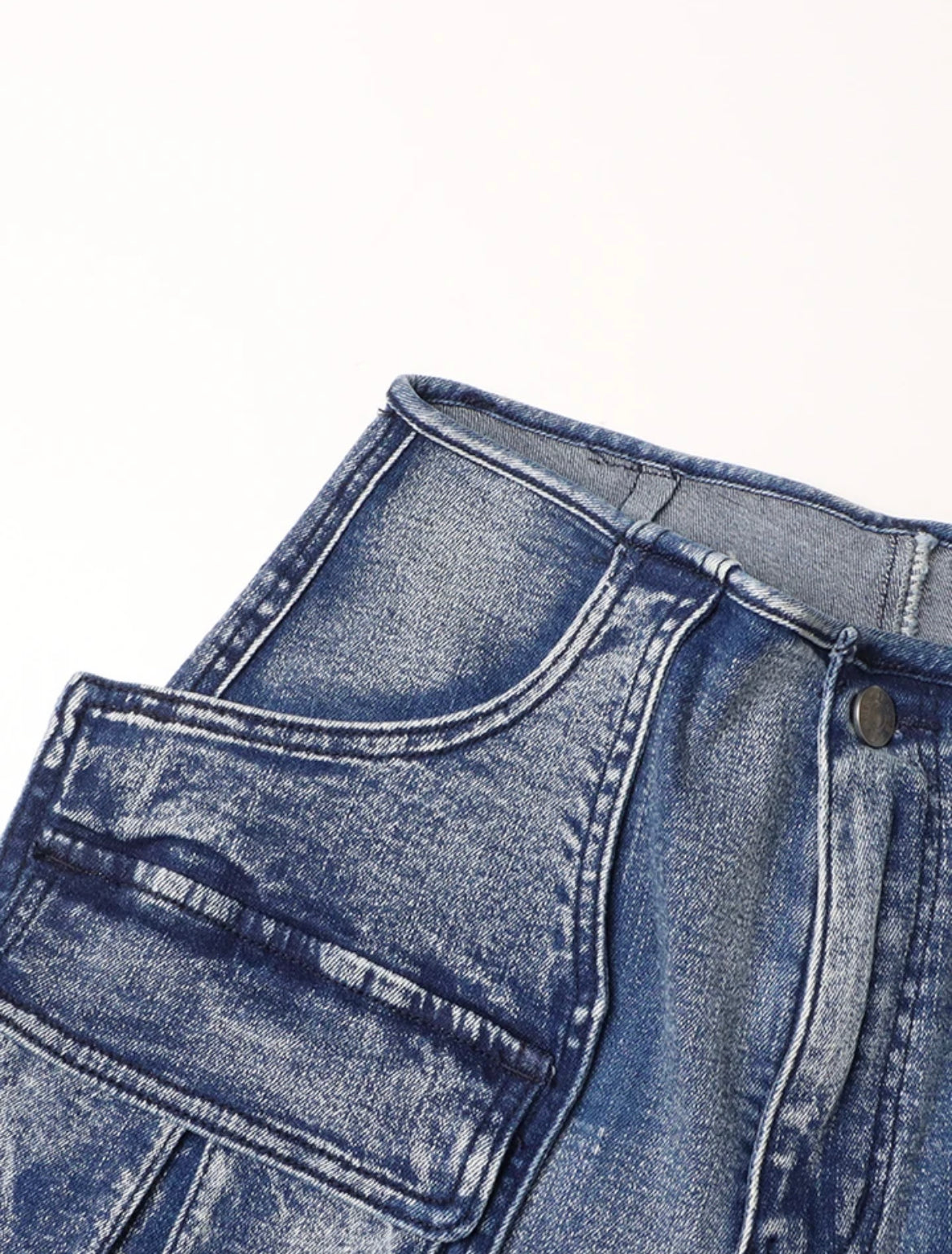 Spliced Patchwork Cargo Stretch Denim