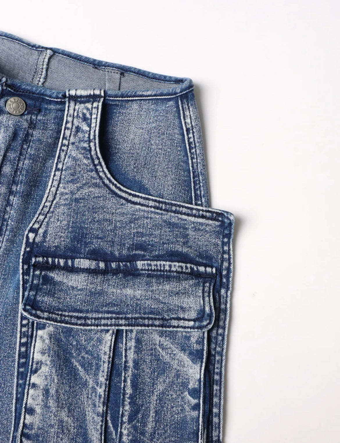 Spliced Patchwork Cargo Stretch Denim