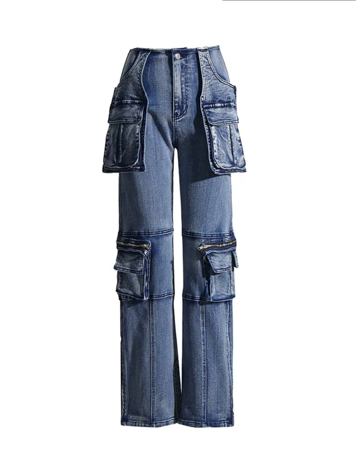 Spliced Patchwork Cargo Stretch Denim