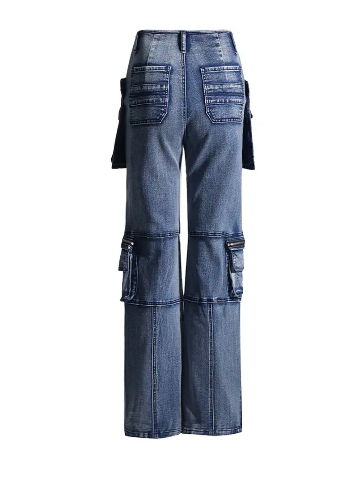 Spliced Patchwork Cargo Stretch Denim