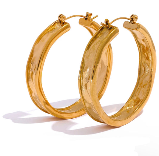 Trimmed Hammered Hoop Earrings