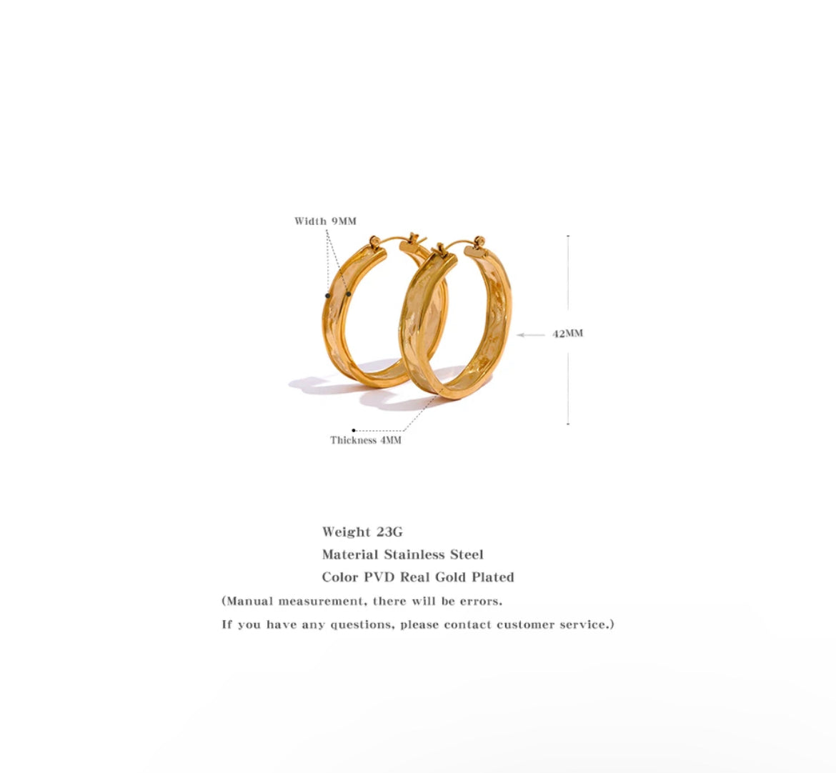 Trimmed Hammered Hoop Earrings