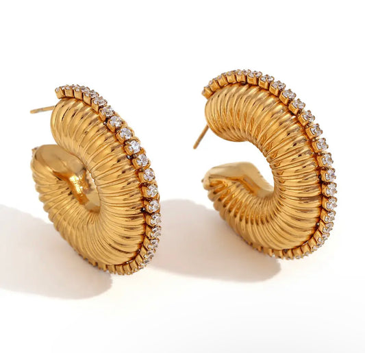 Ribbed Chunky Mohawk Hoop Earrings