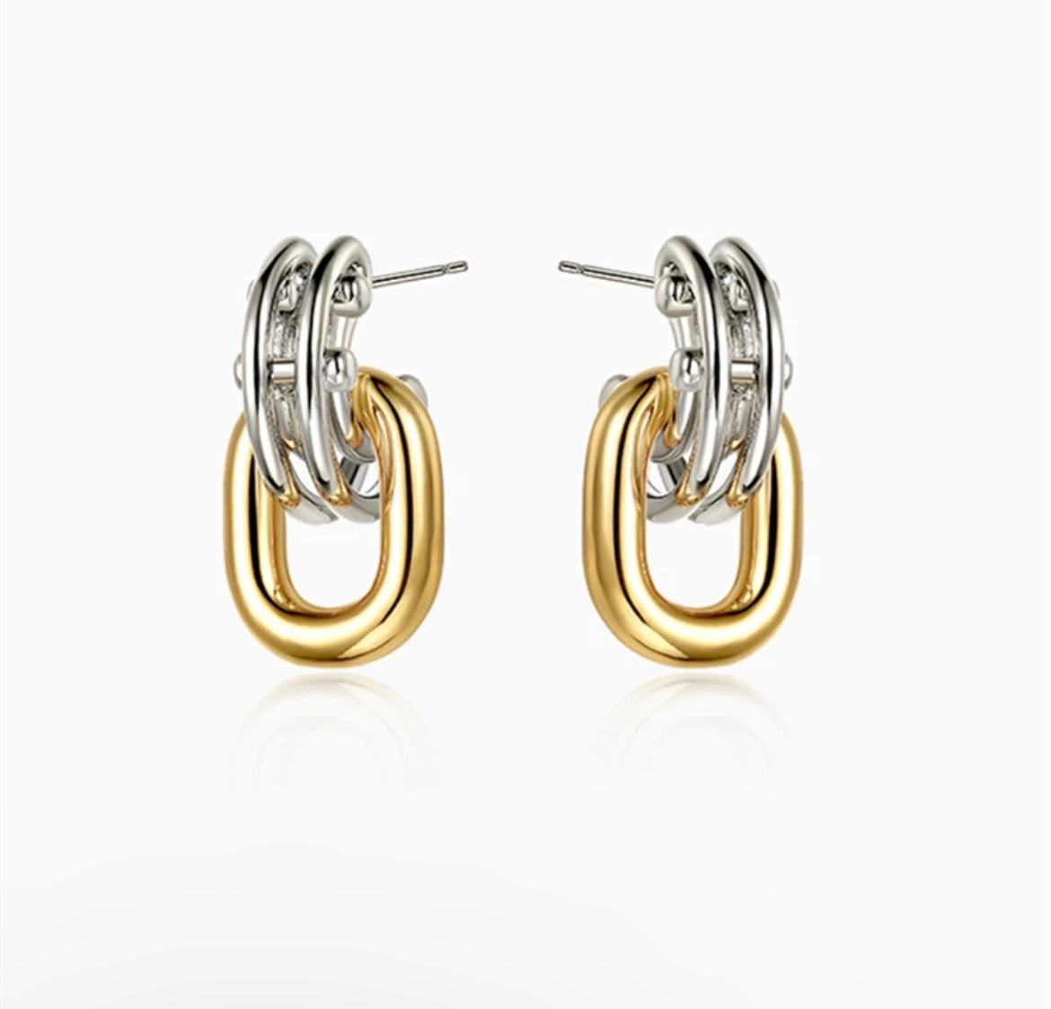 2 Tone Pendant Hoop Earrings