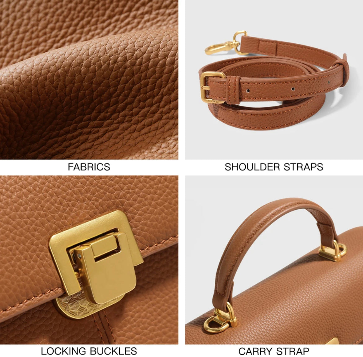 Genuine Leather Top Handle Flip Lock Handbag