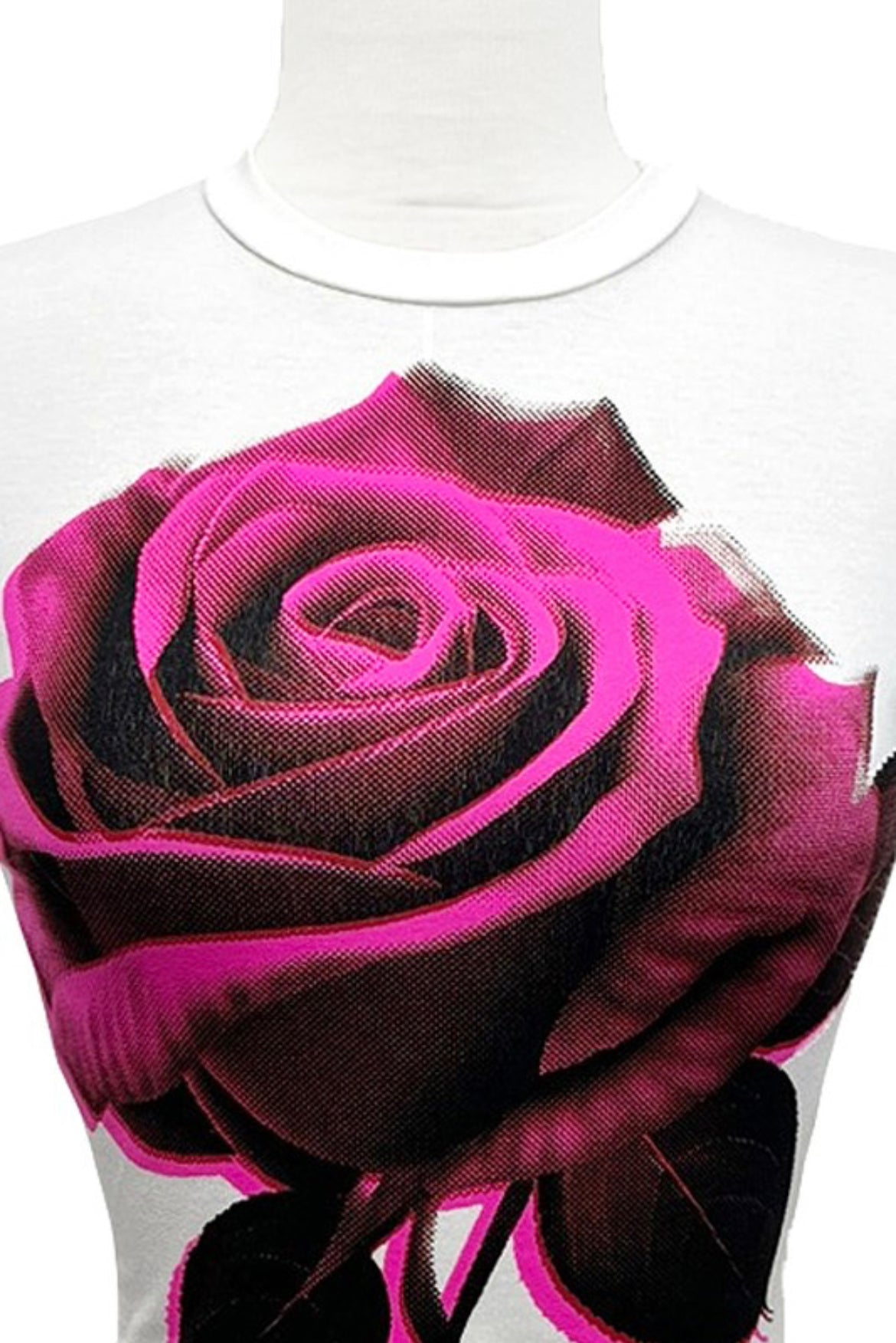 Cotton Pink Rose Crop Tee