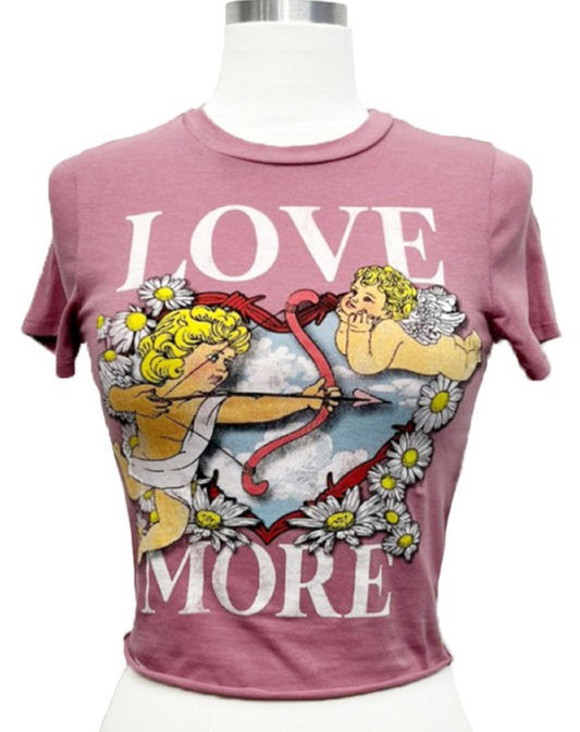 Love More Powder Pink Crop Tee