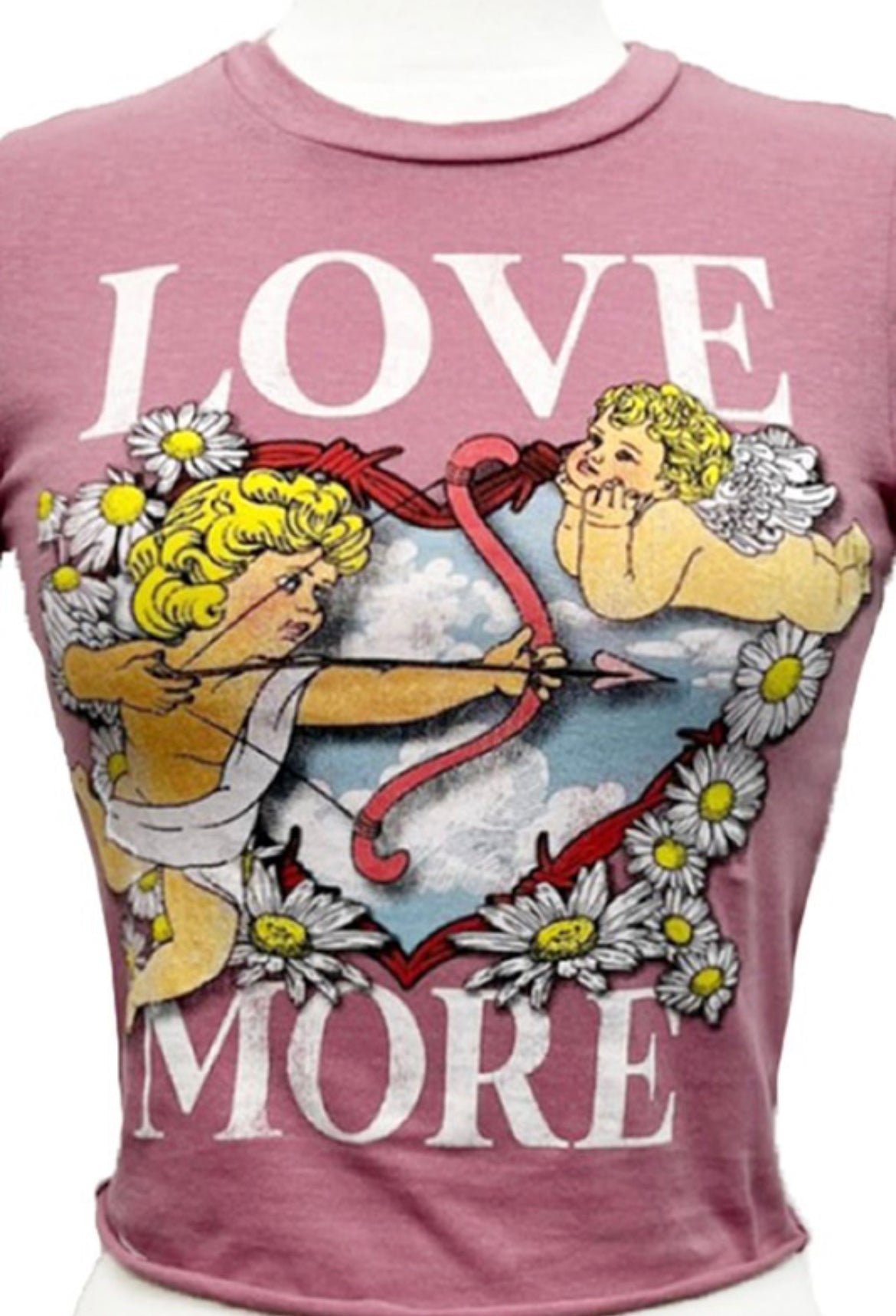 Love More Powder Pink Crop Tee