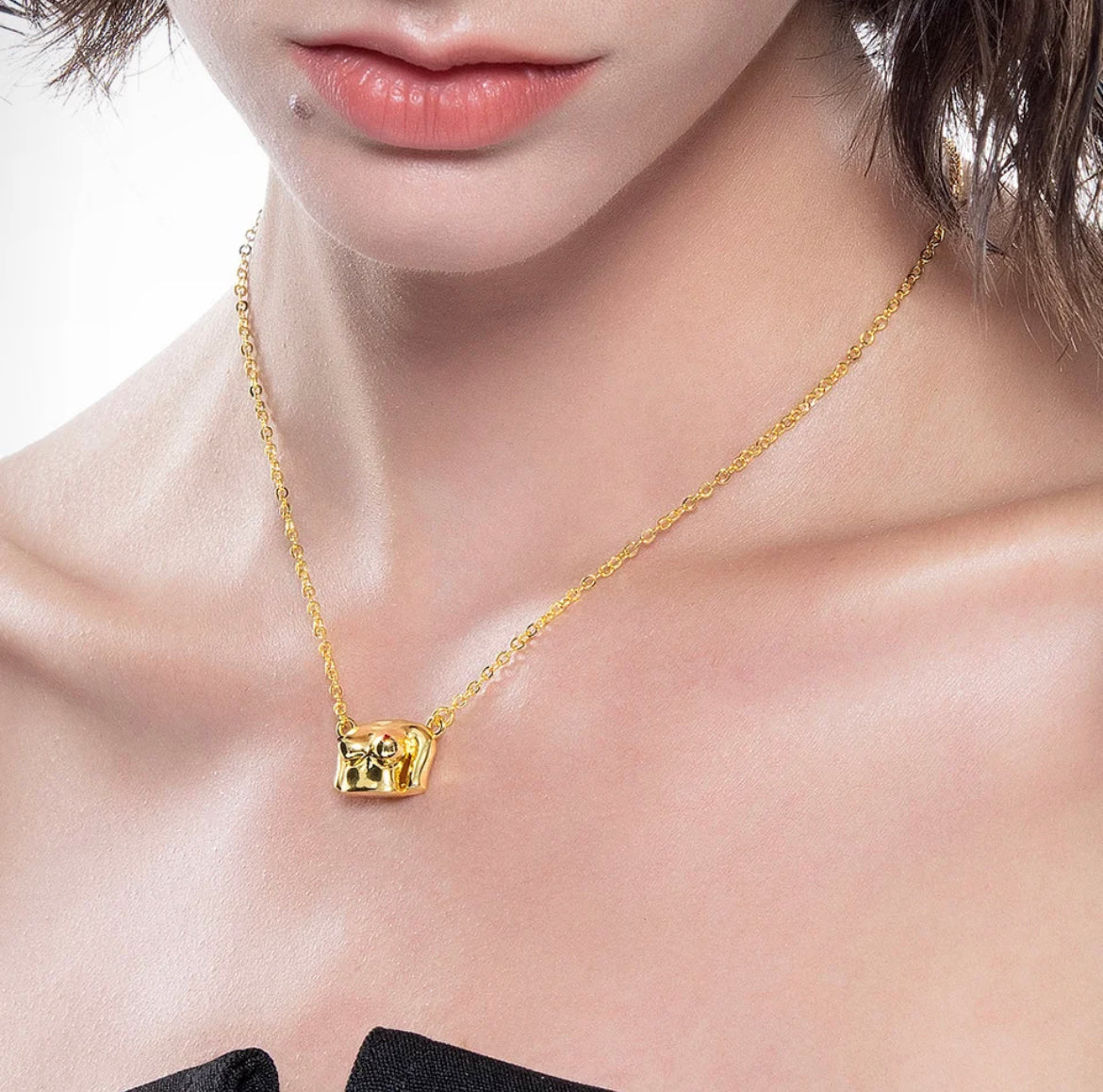 Ruby Nip Stainless Steel Bust Necklace