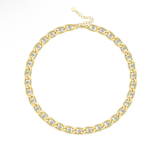 14k Gold Inlaid Diamond Choker