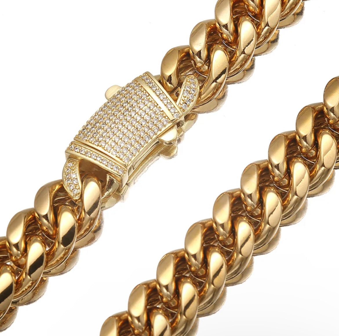 Cuban Link Pave Clasp Necklace