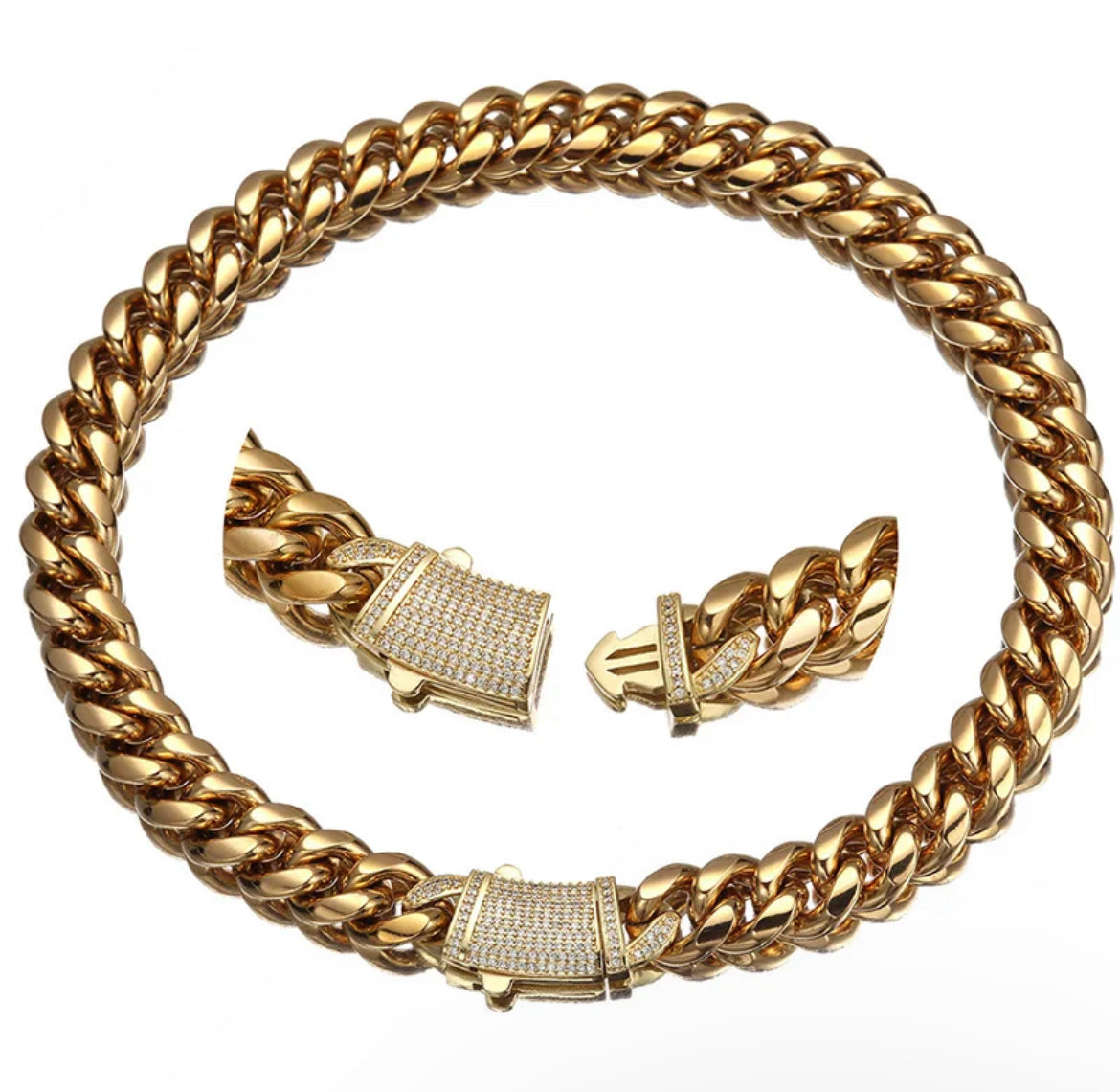 Cuban Link Pave Clasp Necklace