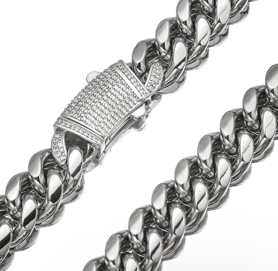 Cuban Link Pave Clasp Necklace