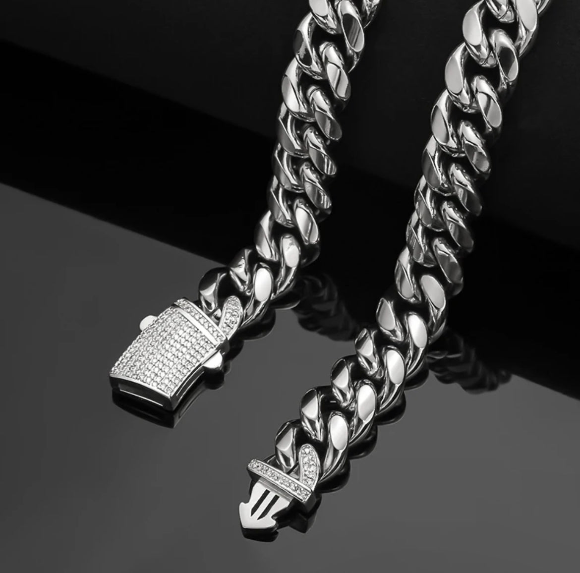 Cuban Link Pave Clasp Necklace