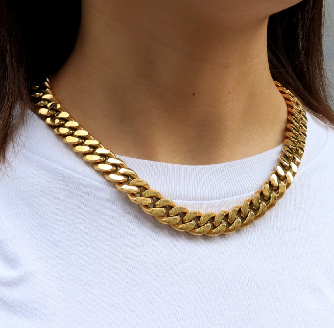 Stainless Steel Gold Plated Chunky Link Chain