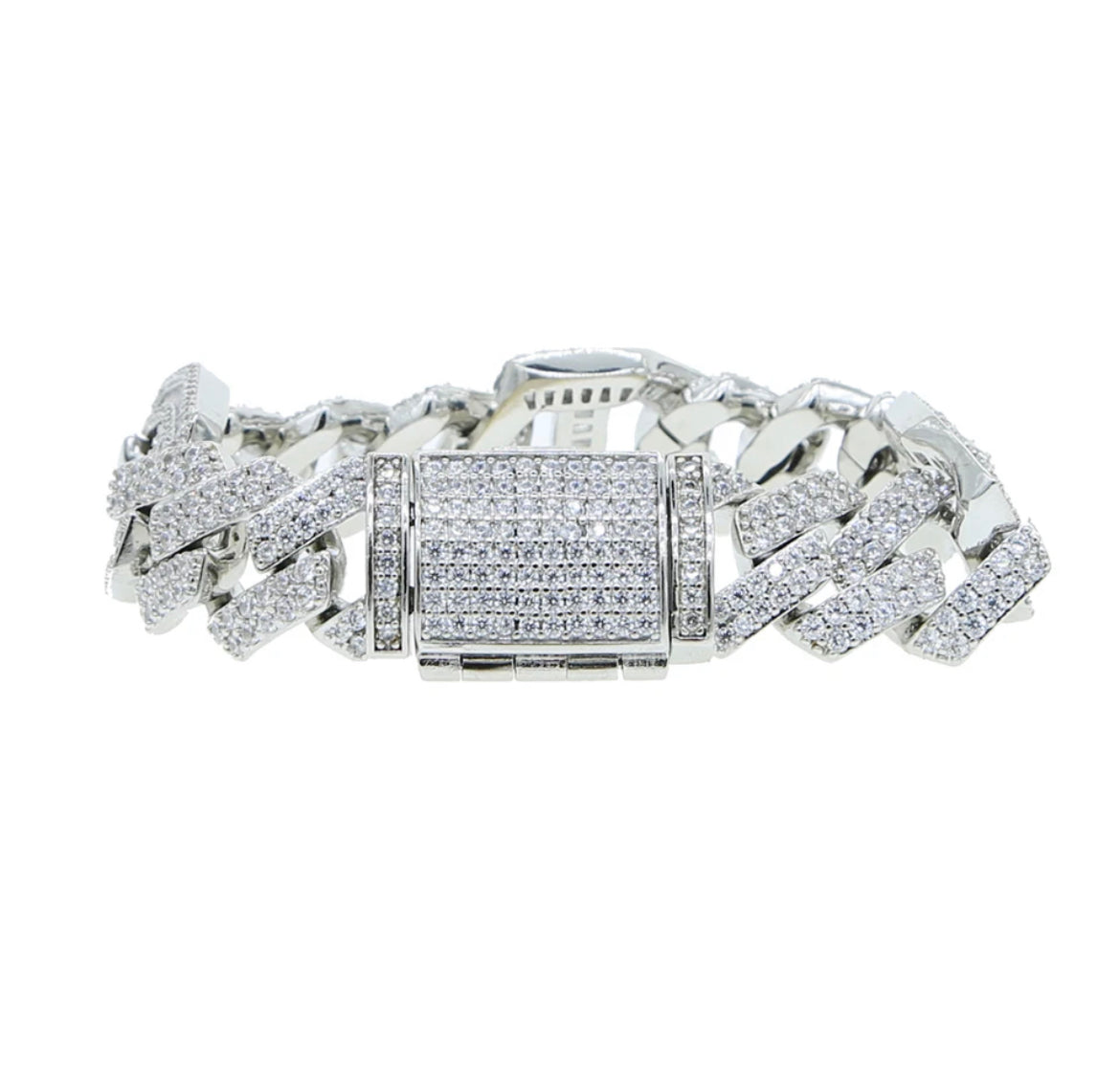 Large Pave Clasp Angular Bracelet