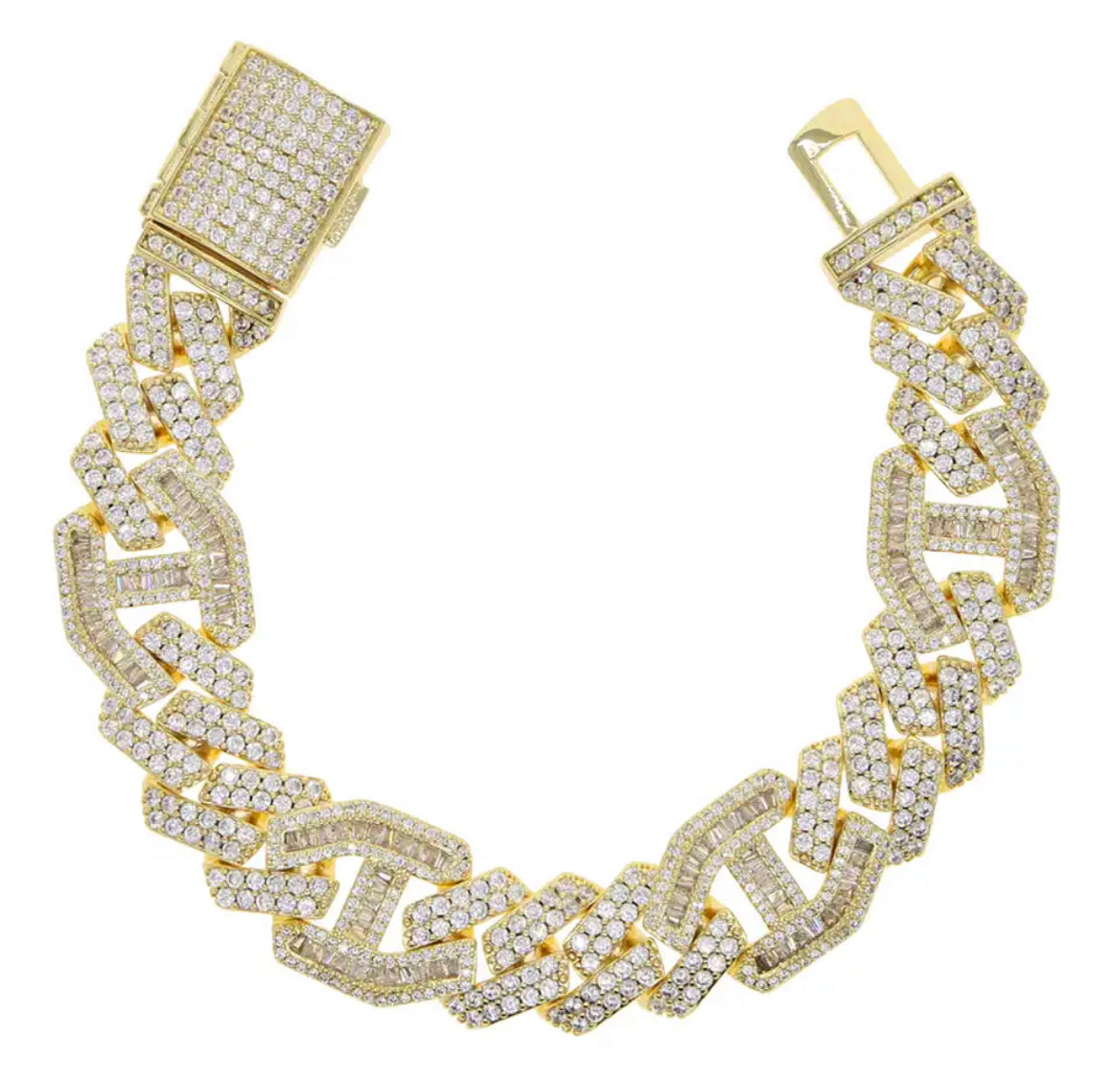 Large Pave Clasp Angular Bracelet