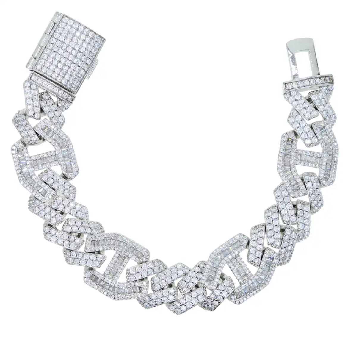 Large Pave Clasp Angular Bracelet