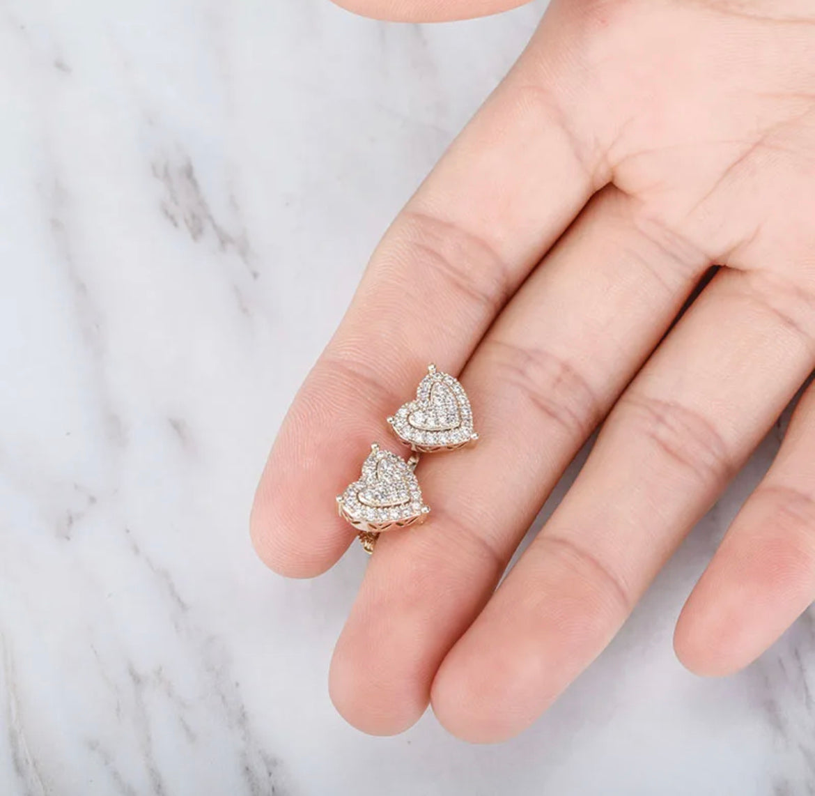 Pave Heart Stud Earring With Crystals