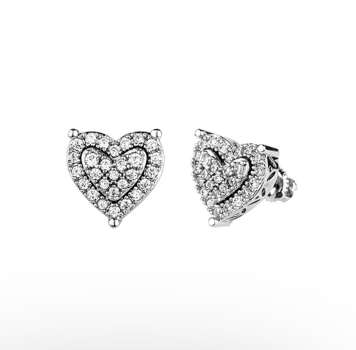 Pave Heart Stud Earring With Crystals