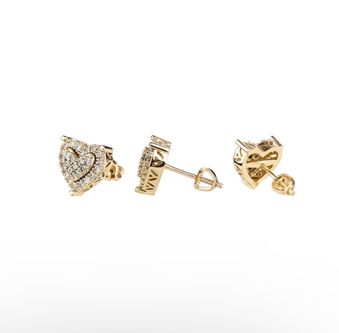 Pave Heart Stud Earring With Crystals