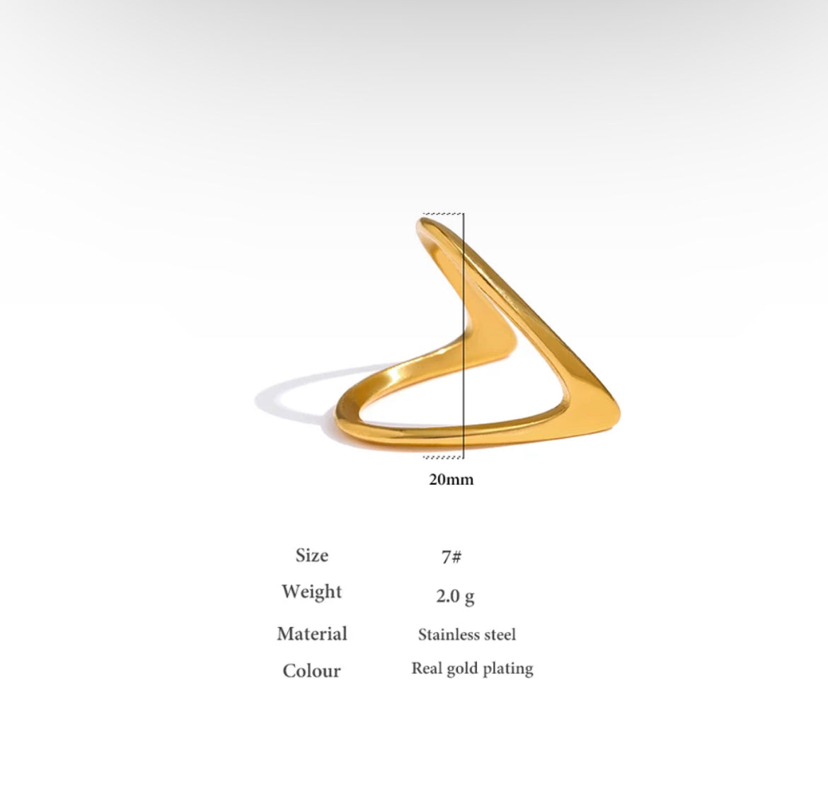 Deep V Gold Plated Stainless Steel Ring