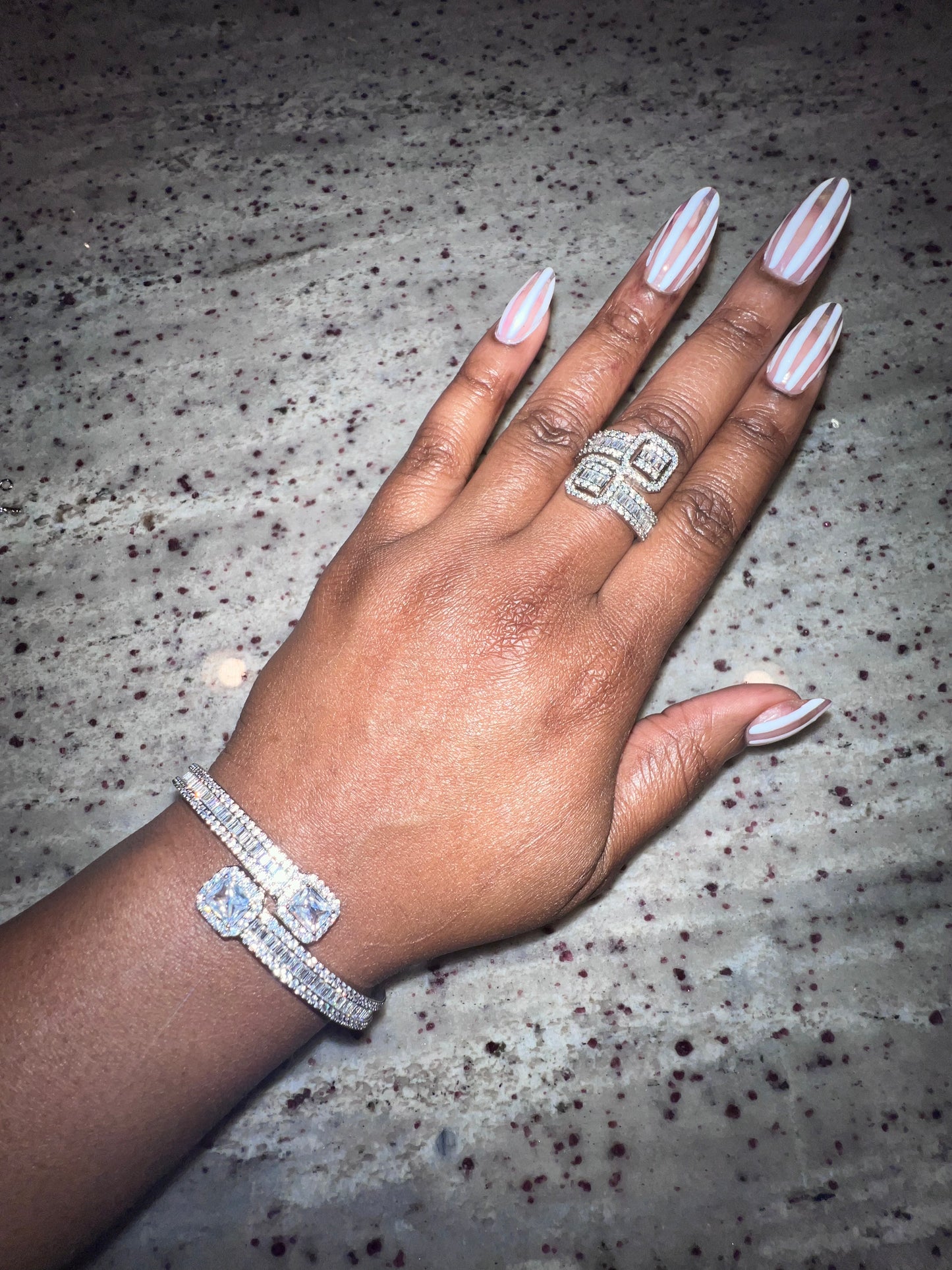 Baguette Wrap Bangle and Ring Set