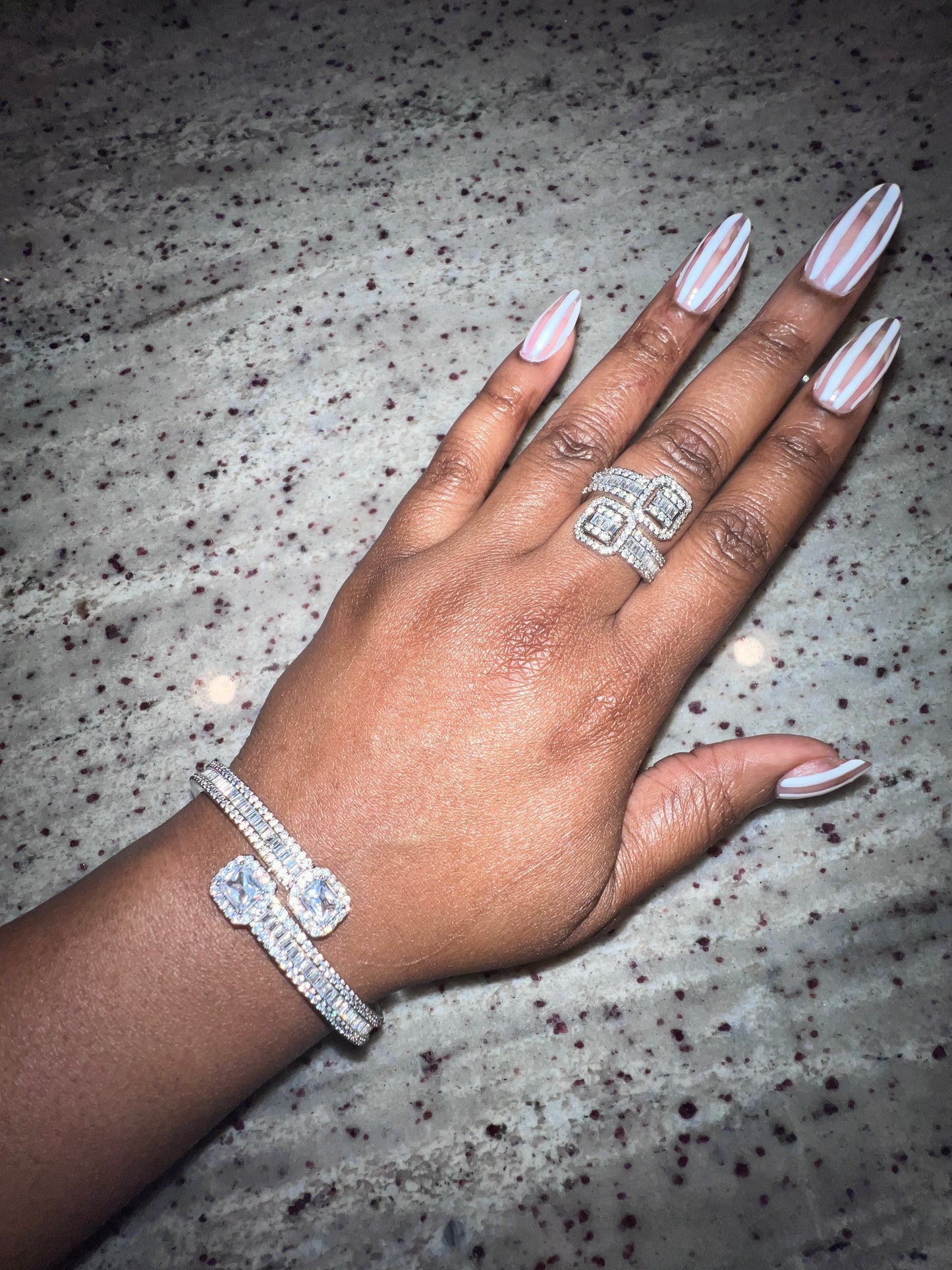 Baguette Wrap Bangle and Ring Set