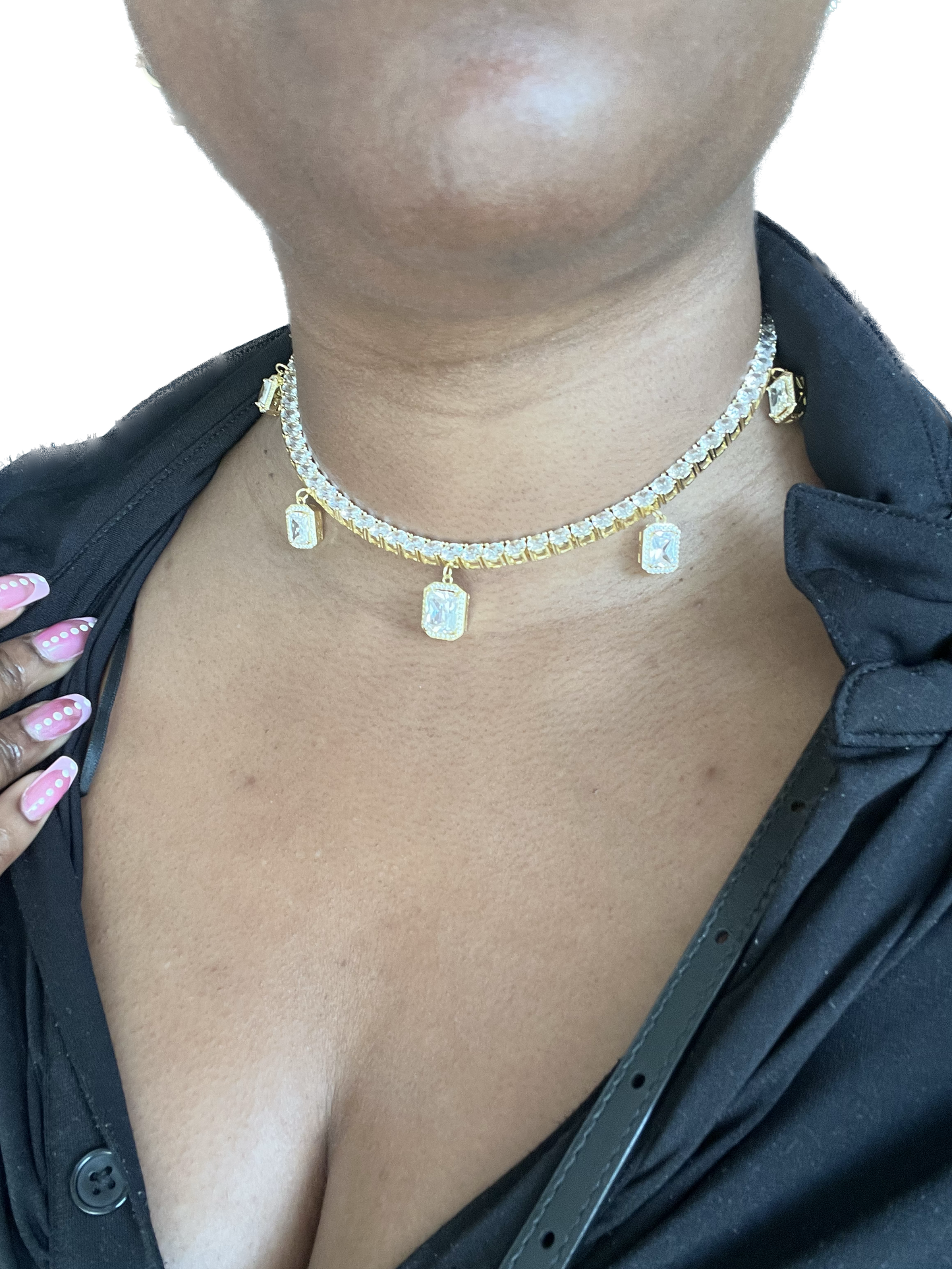 Dangling Diamond Tennis Choker