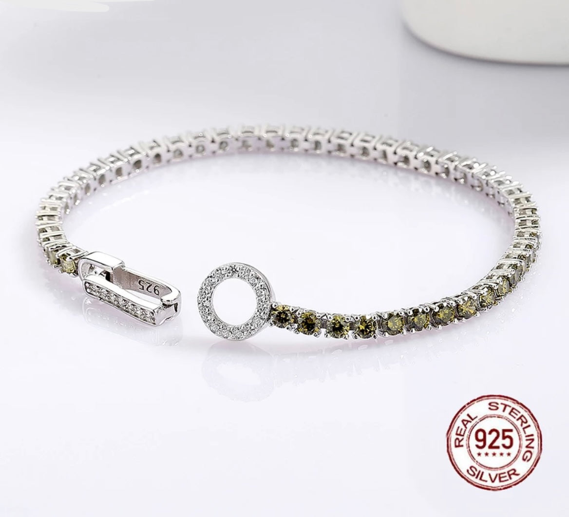 925 Olive Green Loop Tennis Bracelet