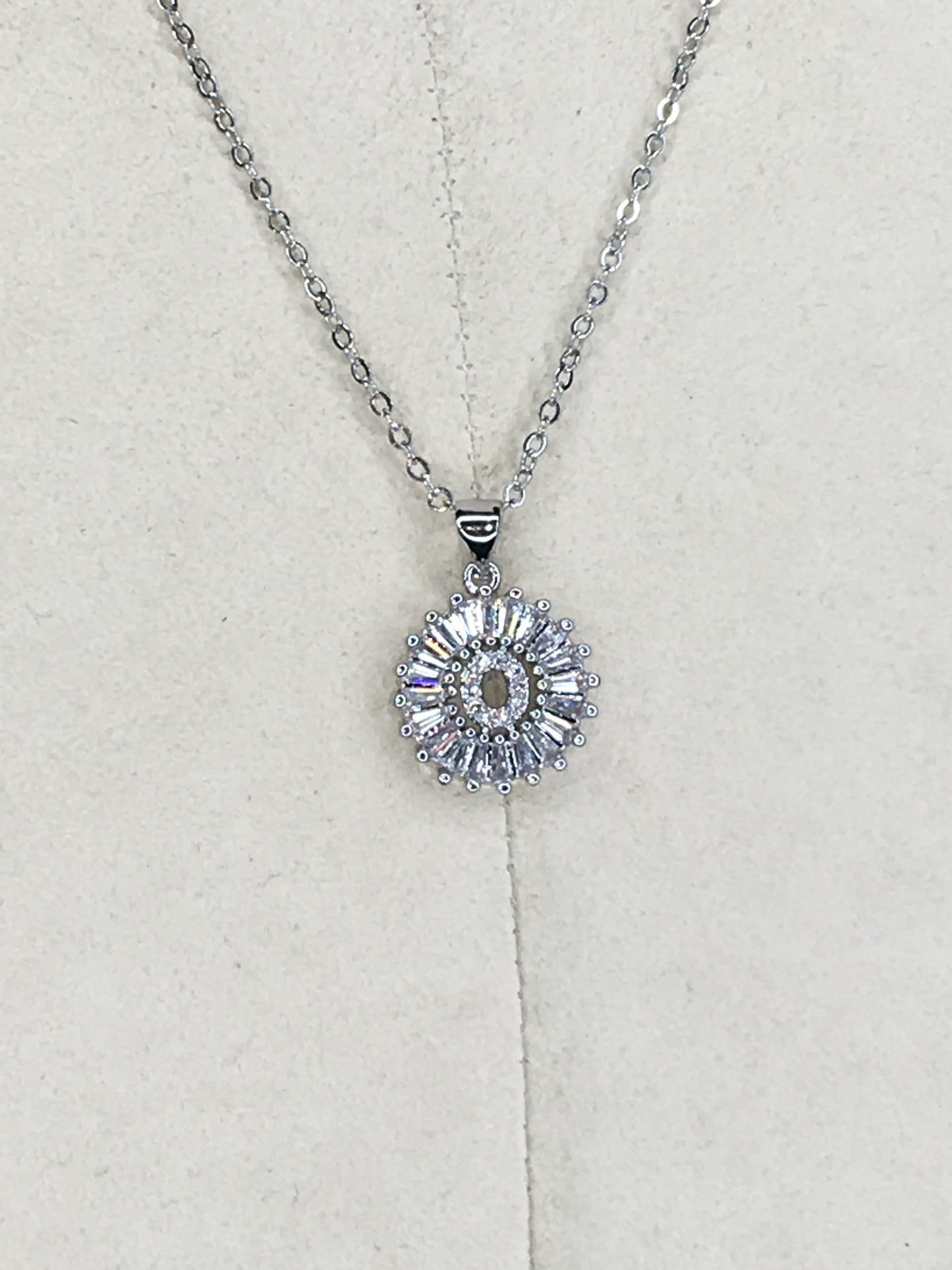 Silver Baguette Initial Necklace