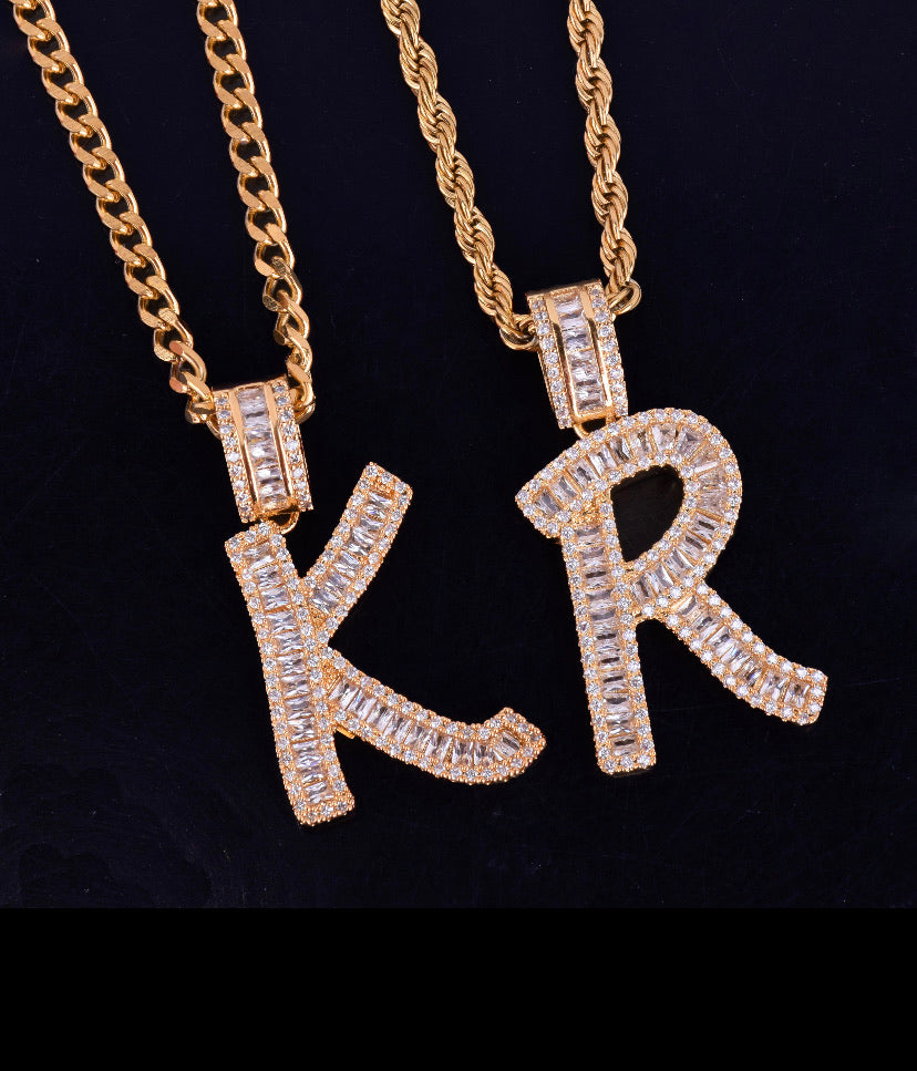 Large Baguette Letter Necklace