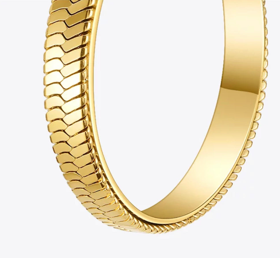 Gold Herringbone Hoops