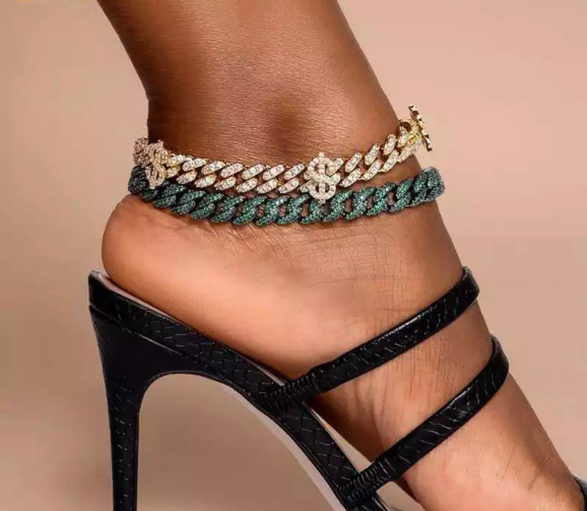 Dollar Sign Cuban Link Anklet
