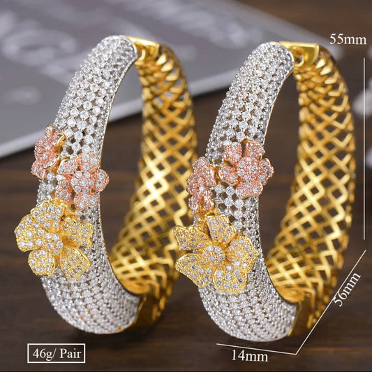 Diamond flower Hoops
