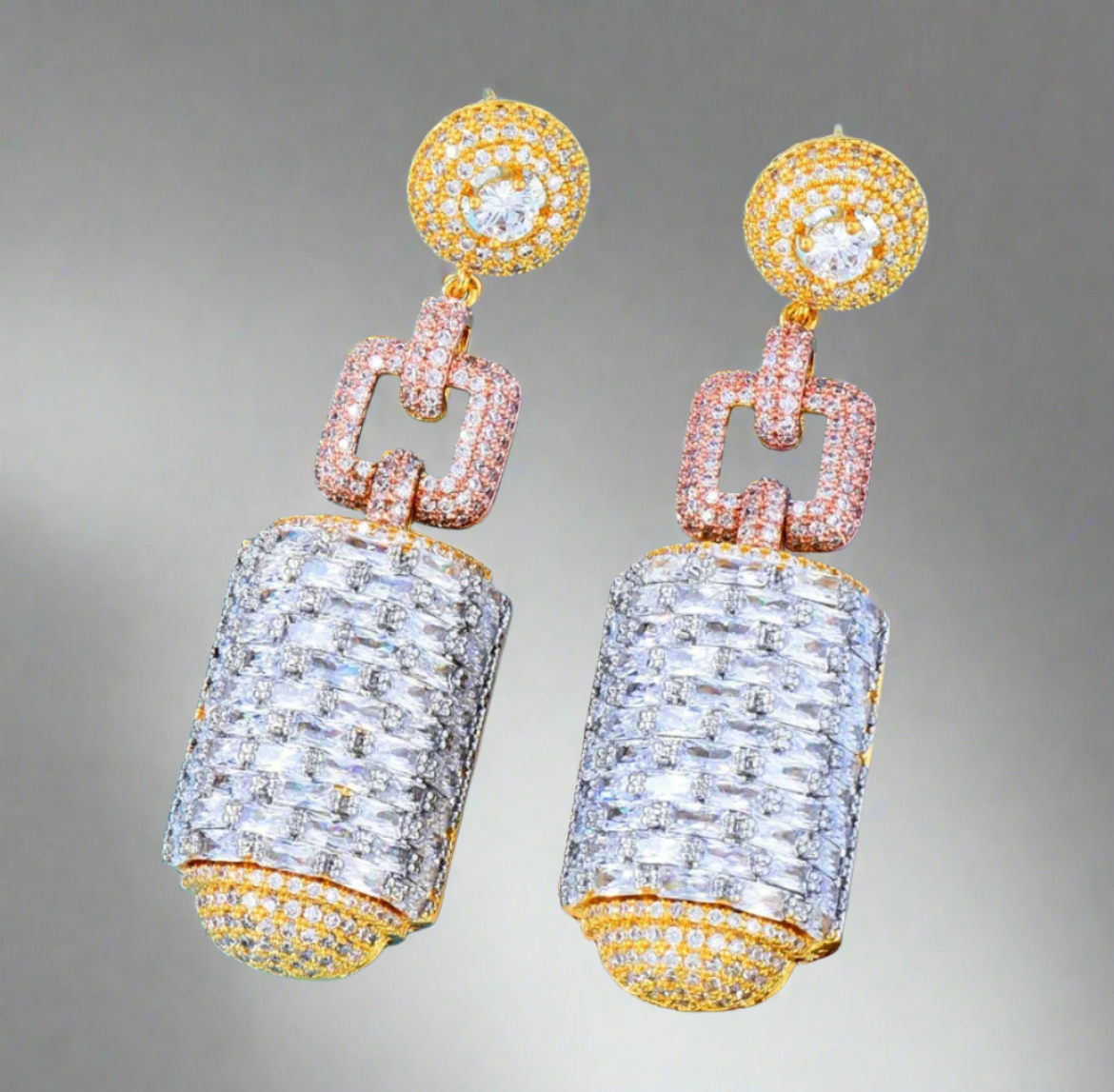 Dazzling Tri-tone Cocktail Earrings