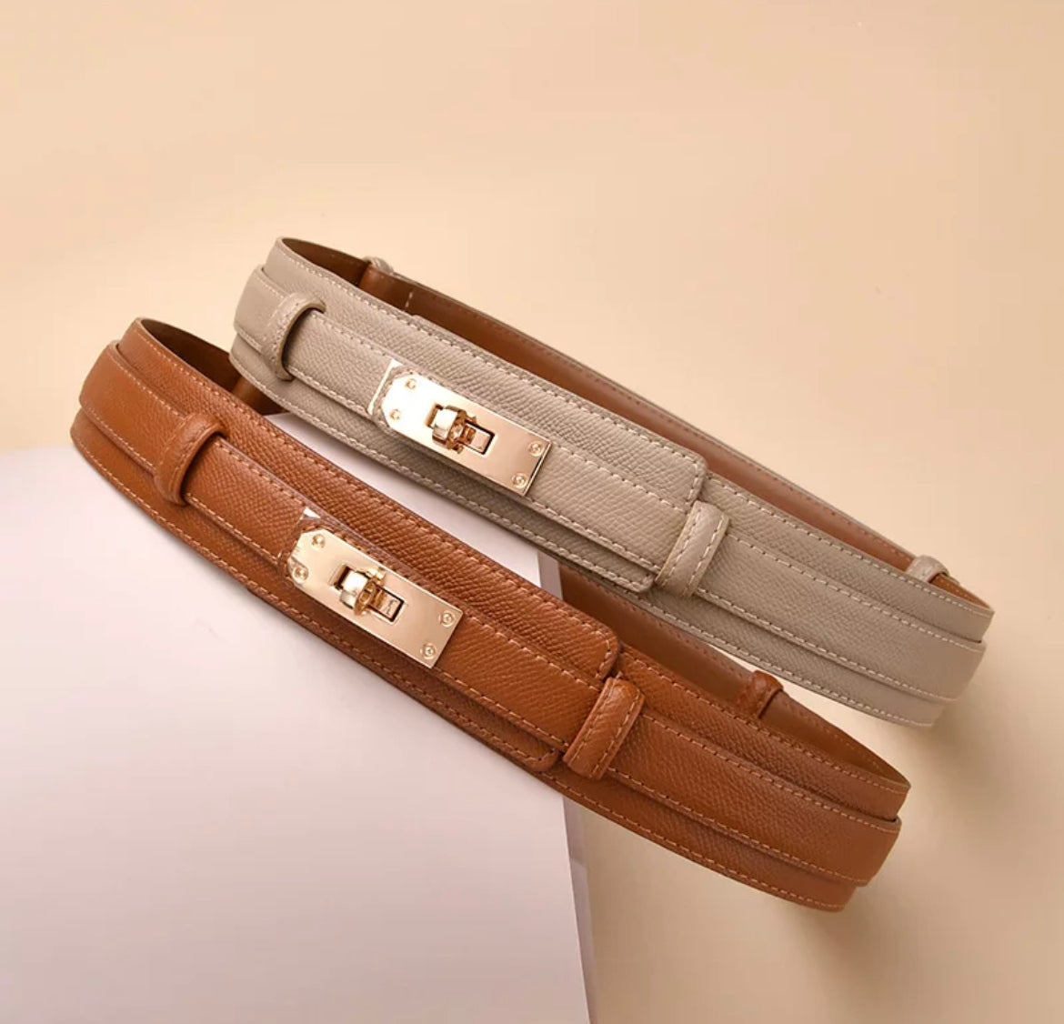 Leather Twist  Buckle Belt